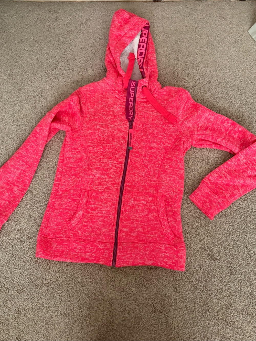 Superdry Women’s Pink Marled Zip-Up Hoodie